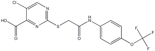 5-chloro-2-[(2-oxo-2-{[4-(trifluoromethoxy)phenyl]amino}ethyl)thio]pyrimidine-4-carboxylic acid Struktur