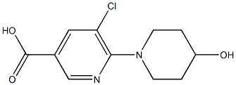 5-chloro-6-(4-hydroxypiperidin-1-yl)pyridine-3-carboxylic acid Struktur