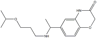 6-(1-{[3-(propan-2-yloxy)propyl]amino}ethyl)-3,4-dihydro-2H-1,4-benzoxazin-3-one Struktur