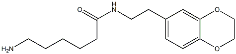 6-amino-N-[2-(2,3-dihydro-1,4-benzodioxin-6-yl)ethyl]hexanamide Struktur