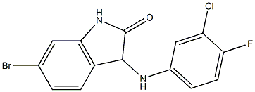 6-bromo-3-[(3-chloro-4-fluorophenyl)amino]-2,3-dihydro-1H-indol-2-one Struktur