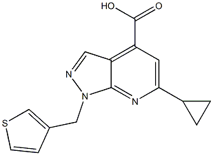 6-cyclopropyl-1-(thien-3-ylmethyl)-1H-pyrazolo[3,4-b]pyridine-4-carboxylic acid Struktur