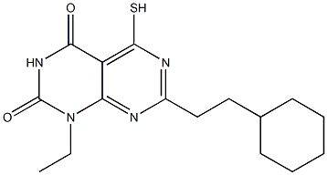 7-(2-cyclohexylethyl)-1-ethyl-5-mercaptopyrimido[4,5-d]pyrimidine-2,4(1H,3H)-dione Struktur