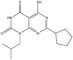 7-cyclopentyl-1-isobutyl-5-mercaptopyrimido[4,5-d]pyrimidine-2,4(1H,3H)-dione Struktur