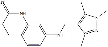 N-(3-{[(1,3,5-trimethyl-1H-pyrazol-4-yl)methyl]amino}phenyl)propanamide Struktur