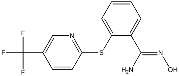 N'-hydroxy-2-{[5-(trifluoromethyl)pyridin-2-yl]sulfanyl}benzene-1-carboximidamide Struktur