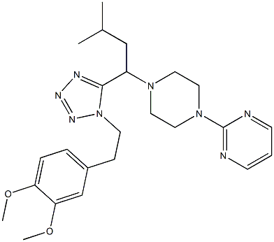 2-[4-[1-[1-[2-(3,4-dimethoxyphenyl)ethyl]tetrazol-5-yl]-3-methyl-butyl]piperazin-1-yl]pyrimidine Struktur