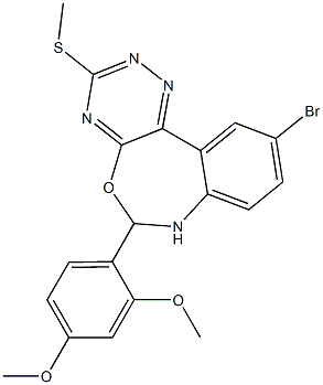 10-bromo-6-(2,4-dimethoxyphenyl)-3-(methylsulfanyl)-6,7-dihydro[1,2,4]triazino[5,6-d][3,1]benzoxazepine Struktur