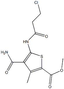 methyl 4-(aminocarbonyl)-5-[(3-chloropropanoyl)amino]-3-methyl-2-thiophenecarboxylate Struktur