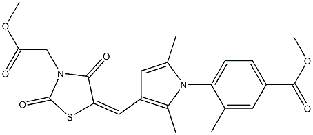 methyl 4-(3-{[3-(2-methoxy-2-oxoethyl)-2,4-dioxo-1,3-thiazolidin-5-ylidene]methyl}-2,5-dimethyl-1H-pyrrol-1-yl)-3-methylbenzoate Struktur