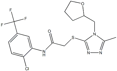 N-[2-chloro-5-(trifluoromethyl)phenyl]-2-{[5-methyl-4-(tetrahydro-2-furanylmethyl)-4H-1,2,4-triazol-3-yl]sulfanyl}acetamide Struktur