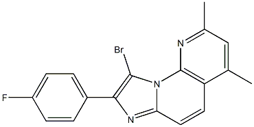 9-bromo-8-(4-fluorophenyl)-2,4-dimethylimidazo[1,2-a][1,8]naphthyridine Struktur