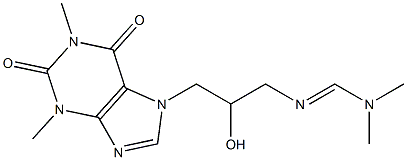 N'-[3-(1,3-dimethyl-2,6-dioxo-1,2,3,6-tetrahydro-7H-purin-7-yl)-2-hydroxypropyl]-N,N-dimethylimidoformamide Struktur