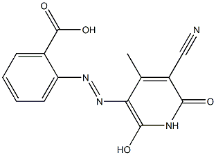 2-[(5-cyano-2-hydroxy-4-methyl-6-oxo-1,6-dihydro-3-pyridinyl)diazenyl]benzoic acid Struktur