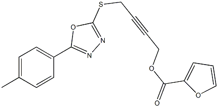 4-{[5-(4-methylphenyl)-1,3,4-oxadiazol-2-yl]sulfanyl}but-2-ynyl 2-furoate Struktur