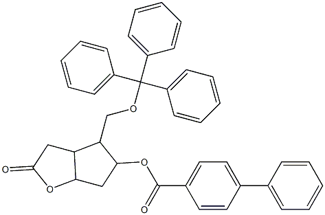 2-oxo-4-[(trityloxy)methyl]hexahydro-2H-cyclopenta[b]furan-5-yl [1,1'-biphenyl]-4-carboxylate Struktur