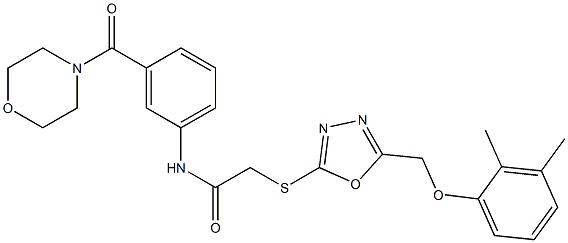 2-({5-[(2,3-dimethylphenoxy)methyl]-1,3,4-oxadiazol-2-yl}sulfanyl)-N-[3-(4-morpholinylcarbonyl)phenyl]acetamide Struktur