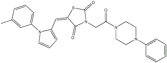 5-{[1-(3-methylphenyl)-1H-pyrrol-2-yl]methylene}-3-[2-oxo-2-(4-phenylpiperazin-1-yl)ethyl]-1,3-thiazolidine-2,4-dione Struktur