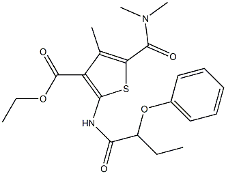 ethyl 5-[(dimethylamino)carbonyl]-4-methyl-2-[(2-phenoxybutanoyl)amino]-3-thiophenecarboxylate Struktur