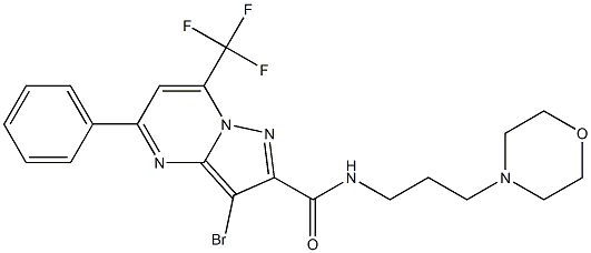 3-bromo-N-[3-(4-morpholinyl)propyl]-5-phenyl-7-(trifluoromethyl)pyrazolo[1,5-a]pyrimidine-2-carboxamide Struktur