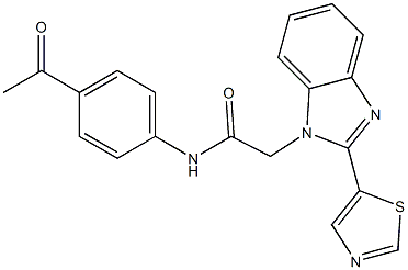 N-(4-acetylphenyl)-2-[2-(1,3-thiazol-5-yl)-1H-benzimidazol-1-yl]acetamide Struktur