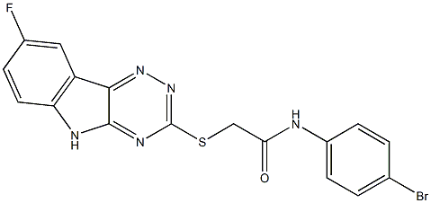 N-(4-bromophenyl)-2-[(8-fluoro-5H-[1,2,4]triazino[5,6-b]indol-3-yl)sulfanyl]acetamide Struktur