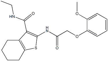 N-ethyl-2-{[(2-methoxyphenoxy)acetyl]amino}-4,5,6,7-tetrahydro-1-benzothiophene-3-carboxamide Struktur