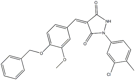 4-[4-(benzyloxy)-3-methoxybenzylidene]-1-(3-chloro-4-methylphenyl)-3,5-pyrazolidinedione Struktur