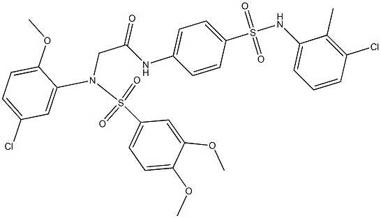 2-{5-chloro[(3,4-dimethoxyphenyl)sulfonyl]-2-methoxyanilino}-N-{4-[(3-chloro-2-methylanilino)sulfonyl]phenyl}acetamide Struktur