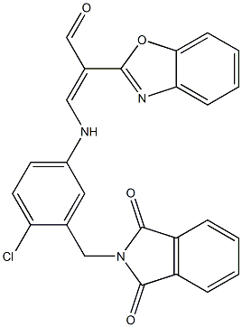 2-(1,3-benzoxazol-2-yl)-3-{4-chloro-3-[(1,3-dioxo-1,3-dihydro-2H-isoindol-2-yl)methyl]anilino}acrylaldehyde Struktur