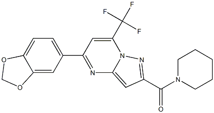 5-(1,3-benzodioxol-5-yl)-2-(1-piperidinylcarbonyl)-7-(trifluoromethyl)pyrazolo[1,5-a]pyrimidine Struktur