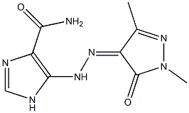 5-[2-(1,3-dimethyl-5-oxo-1,5-dihydro-4H-pyrazol-4-ylidene)hydrazino]-1H-imidazole-4-carboxamide Struktur