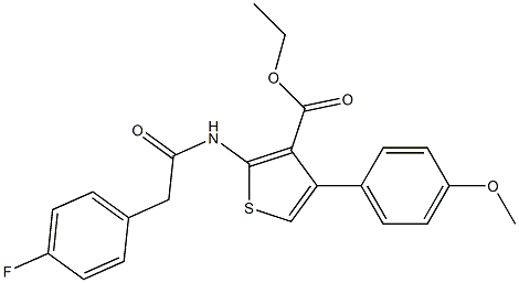 ethyl 2-{[(4-fluorophenyl)acetyl]amino}-4-(4-methoxyphenyl)-3-thiophenecarboxylate Struktur