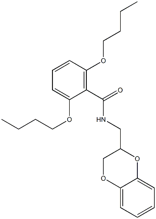 2,6-dibutoxy-N-(2,3-dihydro-1,4-benzodioxin-2-ylmethyl)benzamide Struktur