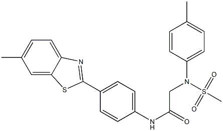 N-[4-(6-methyl-1,3-benzothiazol-2-yl)phenyl]-2-[4-methyl(methylsulfonyl)anilino]acetamide Struktur