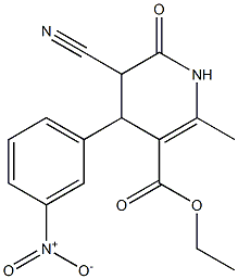 ethyl 5-cyano-4-{3-nitrophenyl}-2-methyl-6-oxo-1,4,5,6-tetrahydropyridine-3-carboxylate Struktur