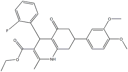 ethyl 7-(3,4-dimethoxyphenyl)-4-(2-fluorophenyl)-2-methyl-5-oxo-1,4,5,6,7,8-hexahydro-3-quinolinecarboxylate Struktur