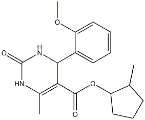 2-methylcyclopentyl 4-(2-methoxyphenyl)-6-methyl-2-oxo-1,2,3,4-tetrahydro-5-pyrimidinecarboxylate Struktur