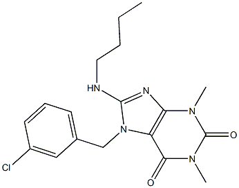 8-(butylamino)-7-(3-chlorobenzyl)-1,3-dimethyl-3,7-dihydro-1H-purine-2,6-dione Struktur