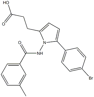 3-{5-(4-bromophenyl)-1-[(3-methylbenzoyl)amino]-1H-pyrrol-2-yl}propanoic acid Struktur