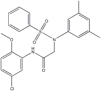 N-(5-chloro-2-methoxyphenyl)-2-[3,5-dimethyl(phenylsulfonyl)anilino]acetamide Struktur