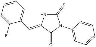 5-(2-fluorobenzylidene)-3-phenyl-2-thioxo-4-imidazolidinone Struktur