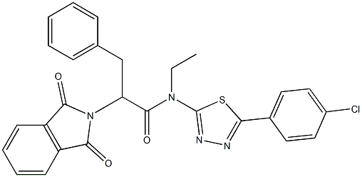 N-[5-(4-chlorophenyl)-1,3,4-thiadiazol-2-yl]-2-(1,3-dioxo-1,3-dihydro-2H-isoindol-2-yl)-N-ethyl-3-phenylpropanamide Struktur