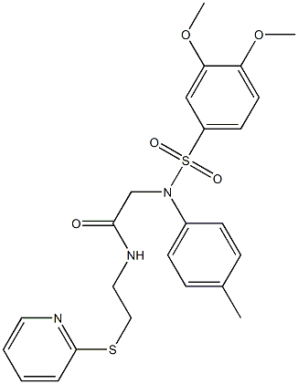 2-{[(3,4-dimethoxyphenyl)sulfonyl]-4-methylanilino}-N-[2-(2-pyridinylsulfanyl)ethyl]acetamide Struktur