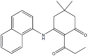 5,5-dimethyl-3-(1-naphthylamino)-2-propionyl-2-cyclohexen-1-one Struktur