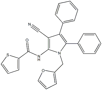 N-[3-cyano-1-(2-furylmethyl)-4,5-diphenyl-1H-pyrrol-2-yl]thiophene-2-carboxamide Struktur