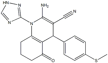 2-amino-4-[4-(methylsulfanyl)phenyl]-5-oxo-1-(1H-1,2,4-triazol-3-yl)-1,4,5,6,7,8-hexahydro-3-quinolinecarbonitrile Struktur