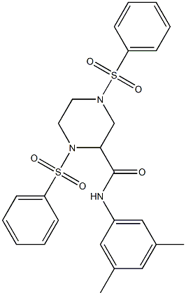 N-(3,5-dimethylphenyl)-1,4-bis(phenylsulfonyl)-2-piperazinecarboxamide Struktur