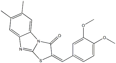 2-(3,4-dimethoxybenzylidene)-6,7-dimethyl[1,3]thiazolo[3,2-a]benzimidazol-3(2H)-one Struktur