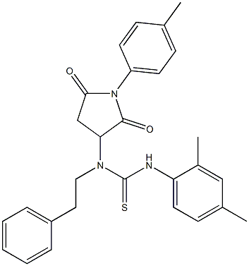 N'-(2,4-dimethylphenyl)-N-[1-(4-methylphenyl)-2,5-dioxo-3-pyrrolidinyl]-N-(2-phenylethyl)thiourea Struktur